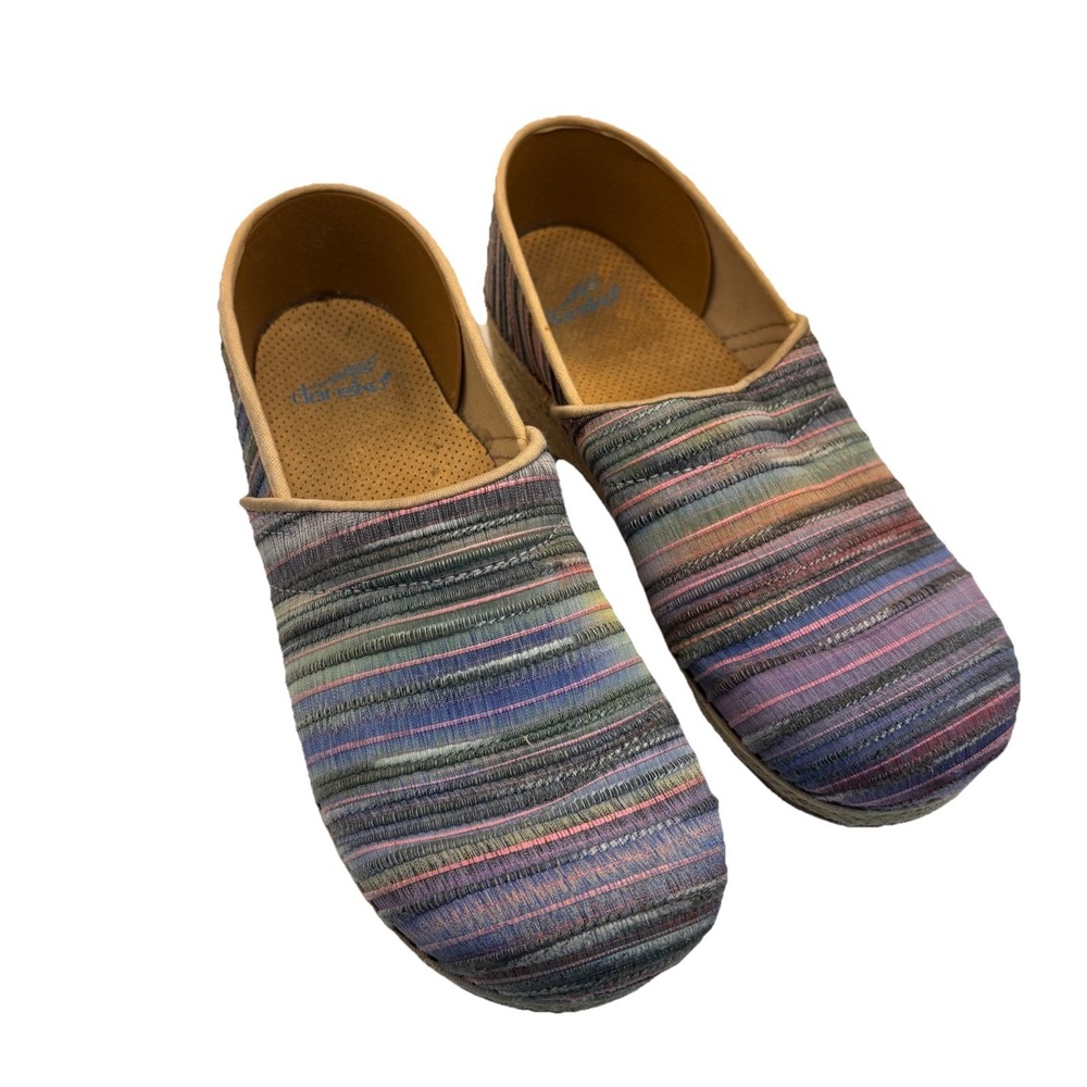 Dansko Pro Clogs Slip On Shoes Womens 41/10.5 Multicolor Pastel Jute Wedge Heel - Picture 2 of 9